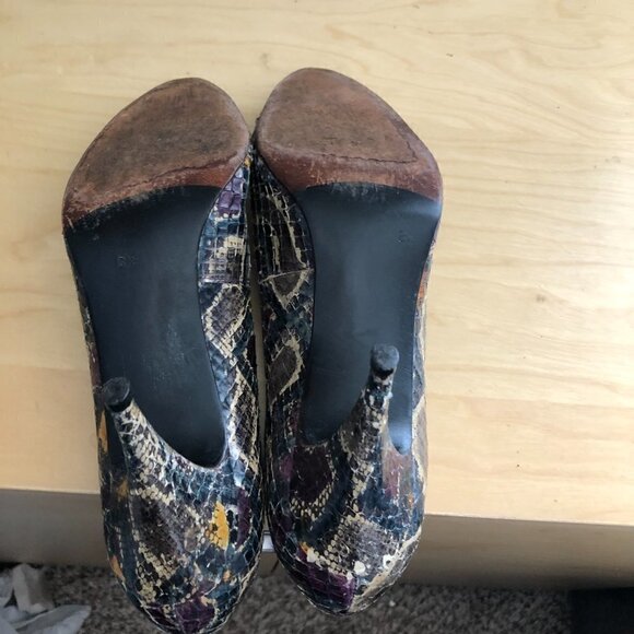 Vintage STUART WEITZMAN for MR. SEYMOUR Snakeskin Pointed Toe Pumps Office Siren - Picture 6 of 12